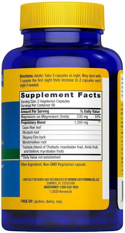 Renew Life Cleanse More 100 Vegetarian Capsules | Helps Relieve Occassional Constipation | Herbal Formula with Magnesium | Dairy, Soy and Gluten Free
