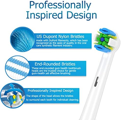 Schallcare Replacement Brush Heads Compatible with Oral B Braun Electric Toothbrush - Floss Toothbrush Head Fits for Oral B Pro 1000 Genius Smart