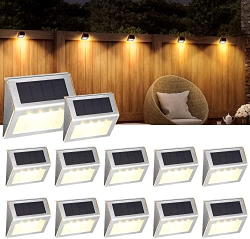SOLPEX Solar Fence Lights, 12 Pack, Waterproof, Cold White
