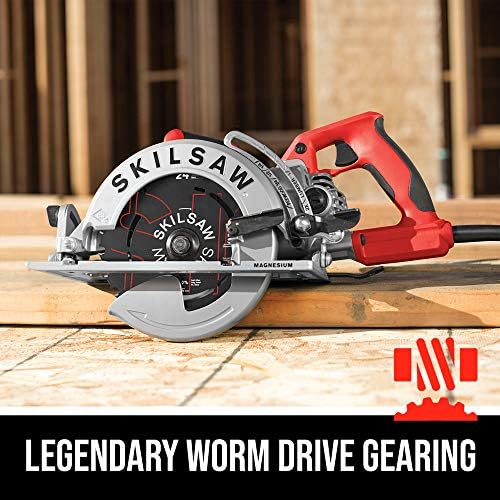 SKILSAW SPT77WML-01 15-Amp 7-1/4-Inch Lightweight Worm Drive Circular Saw, Silver | 11.5 Lb Magnesium Worm-Drive, Dual-Field 15a Motor, 7-1/4 Blade