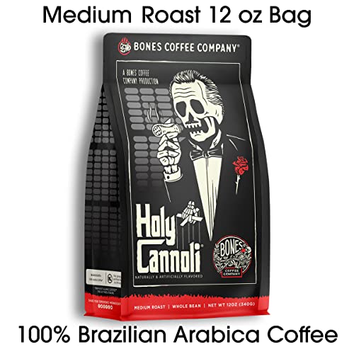 Bones Coffee Company Highland Grog, Butterscotch Caramel Flavored Coffee, Medium Roast Low Acid Arabica Beans Compatible with Auto drip and French Press Coffee Maker, 12 Oz Whole Bean