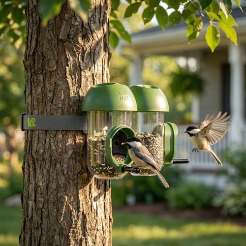 LONA Bird Feeders for Outdoors, Tube Feeder Weatherproof with Multiple Hanging Methods, Wild Bird Feeding Silo for Outside, 3 Port