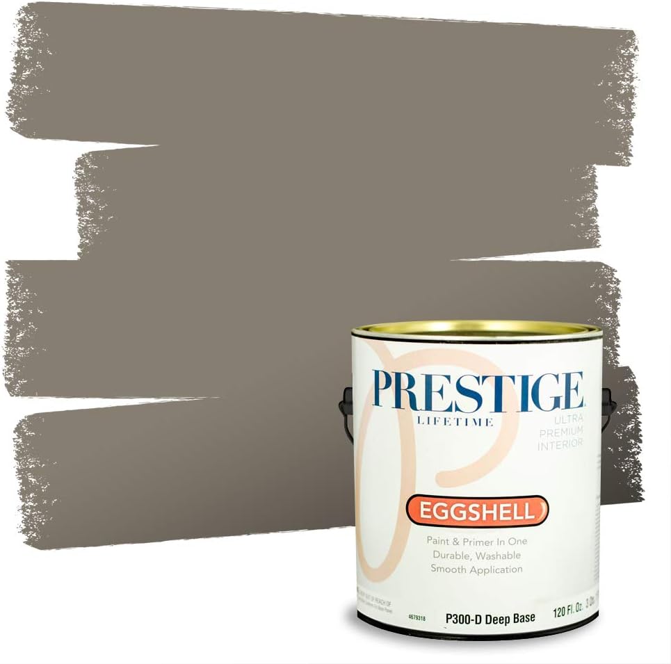 PRESTIGE Paints Exterior Paint and Primer In One, 1-Gallon, Flat, Comparable Match of Sherwin Williams* Grizzle Gray*