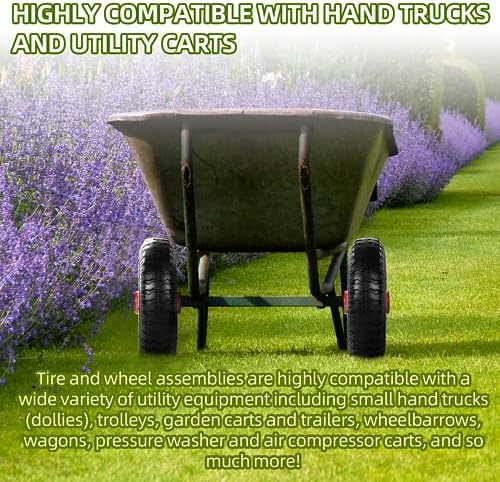 AR-PRO (2-PACK) 4.80/4.00-8" Tire and Wheel, 16" Pneumatic Tire Wheels with 3/4" Bearings and 3" Centered Hub for Wheelbarrow, Hand Truck