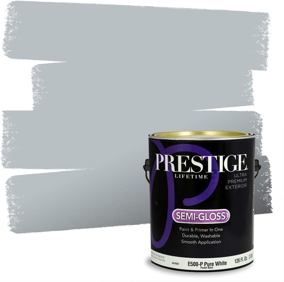 PRESTIGE Paints Exterior Paint and Primer In One, 1-Gallon, Satin, Comparable Match of Sherwin Williams* Tricorn Black*