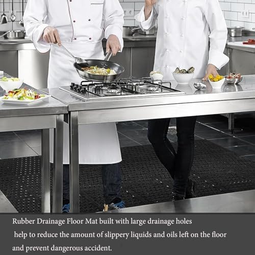 uyoyous Rubber Flooring Mat with Drainage Holes 82.67"x35.43" Resistant Anti-Fatigue Commercial Kitchen Mats with Non-Slip Backing Heavy Duty Rubber