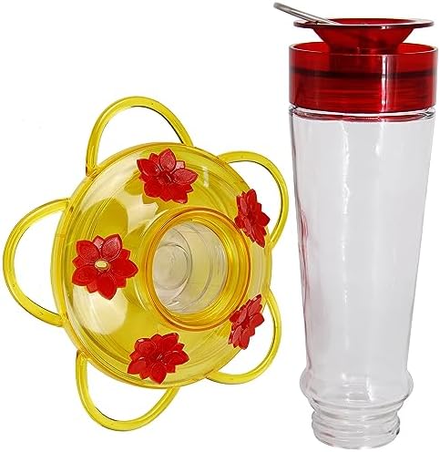 Shrdaepe Hummingbird Feeder, Glass Bottle Bird Feeders, 5 Feeding Ports, 10-Ounce Nectar Capacity