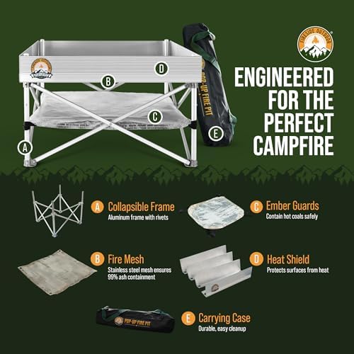 Fireside Outdoor Portable Fire Pit for Camping, Portable Fire Pit Grill for Backyard, Outdoor Firepit with Heat Protect, Camping Firepits