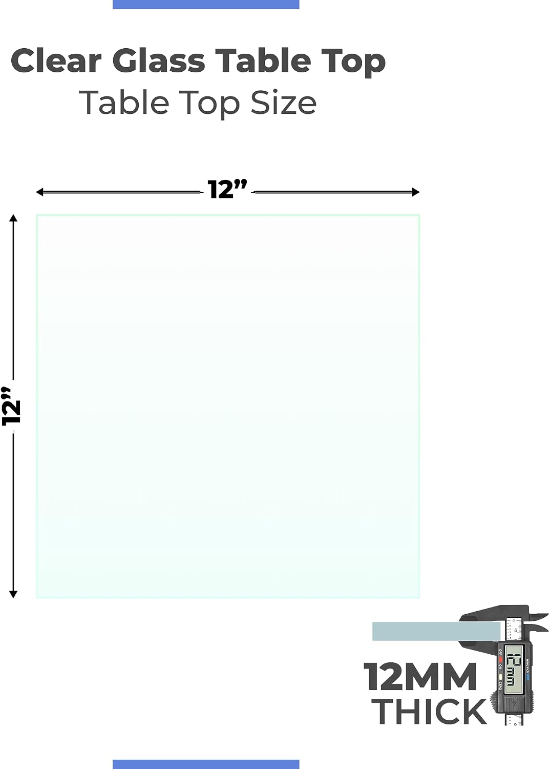Clear Tempered Glass Table Top 22 Inch Square Flat Polished Edge with 1/4 Inch Thickness for Dining, Coffee or Side Tables by Fab Glass and Mirror