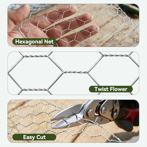 Amagabeli Chicken Wire Fencing Poultry Wire Netting 36inch x 50ft 2 Inch Hexagonal Galvanized Mesh Garden Fence Animal Barrier for Garden Protection Craft Rabbit Cage Dog Roll Chicken Coop Accessories