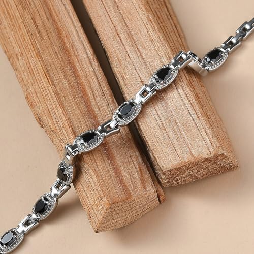 Black Cubic ZirconiaBracelet in Stainless Steel 6.50 In
