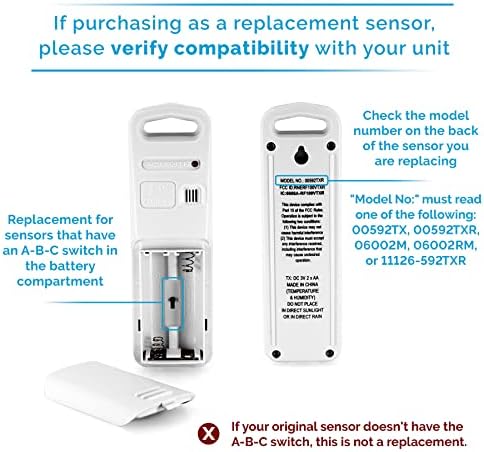 AcuRite Wireless Indoor Outdoor Temperature and Humidity Sensor with A-B-C Switch (06002M / 592TXR)