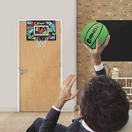 AND1 Over the Door Mini Basketball Hoop: 18x12 Shatterproof Backboard, 2 Mini Basketballs