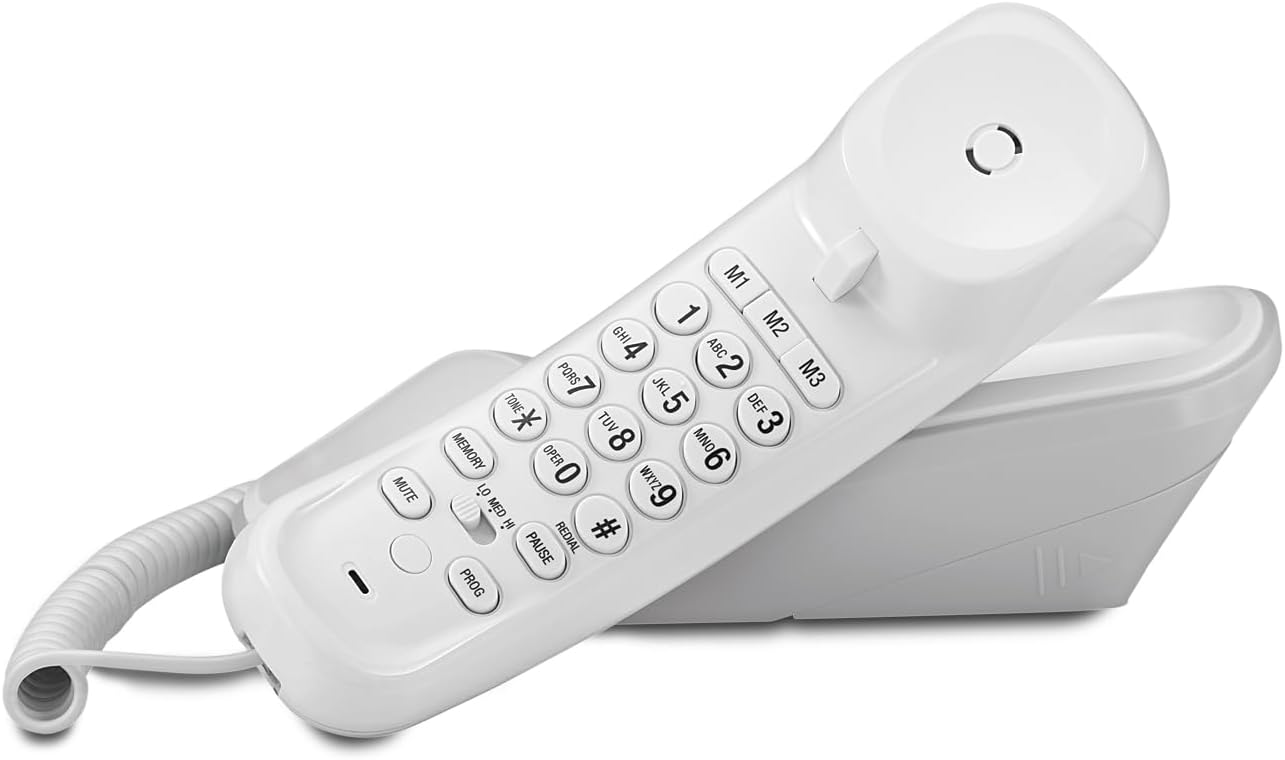 AT&T TR1909 Trimline Corded Phone with Caller ID, White