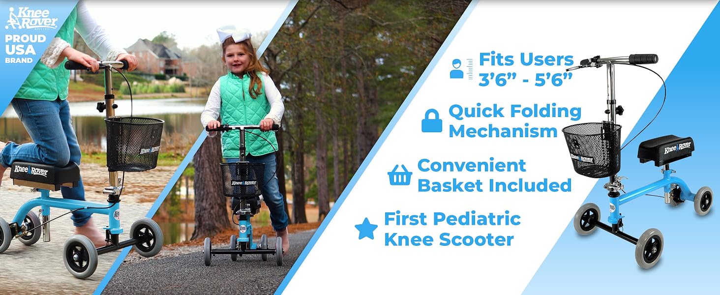 Kids children knee scooter pediatric medical walker for foot ankle leg injuries surgeries injury