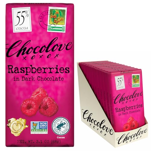 Chocolove Cherry & Almonds Dark Chocolate Bars | 55% Cocoa | Infused with Real Cherries & Crunchy Almonds | Crafted with Premium Chocolate | 3.2 oz Bar (12 Pack)
