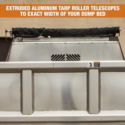 Buyers Products DTR7018 Aluminum Tarp System with Mesh Tarp, 7 x 18 Feet – Dump Body Tarp Kit, Dump Trailer Accessories, Heavy Duty Double-Stitched Hems, Brass Grommets, Telescoping Roller