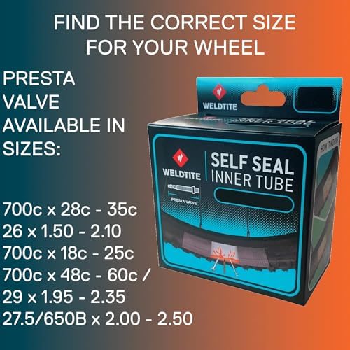 Weldtite Self Sealing Bike Inner Tube - Reliable Puncture Protection - 27.5"/650B x 2.00-2.50, Presta Valve | Presta Valve, Easy Installation