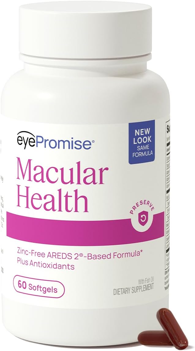 EyePromise Macular Health Eye Vitamins - 60 Softgels, 30-Day Supply | Zinc-Free Eye Health Supplements for Macular Support with Omega 3, Fish Oil