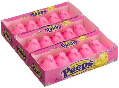 Marshmallow Peeps Blue Chicks, 4.5-Ounce, 15-Count Boxes (Pack of 6)