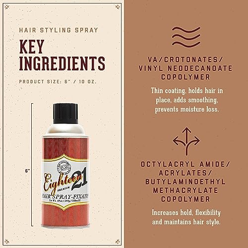 18.21 Man Made Premium Hair Spray for Men, All-Day Flexible Hold, 10 oz. - Styling Hairspray with Matte Finish, Sweet Tobacco Scent - Professional