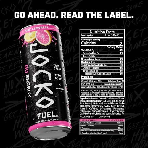Jocko Fuel GO Energy Drinks, Sour Apple, 12 oz | 12 Pack