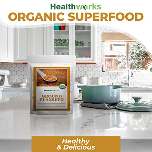 Healthworks Superfoods Organic Ground Flax Seed 3 lb Raw Vegan Keto Non-GMO | Organic, Ground, Omega-3, Fiber, Lignans, Non-GMO, Vegan, Keto, For Smoothies, For Baking, For Oatmeal, Heart Healthy