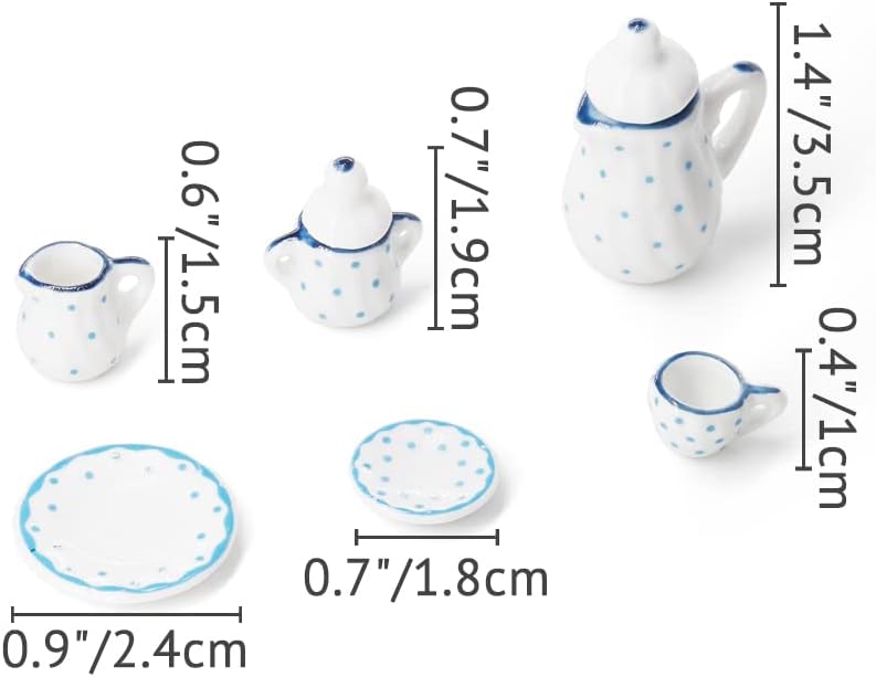 Odoria 1/12 Miniature Porcelain Tea Set 15Pcs Dollhouse Decoration Accessories, Grapes
