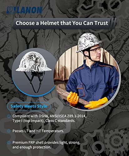 LANON Full Brim FRP Hard Hat, Class C, Premium Charcoal Gray Design
