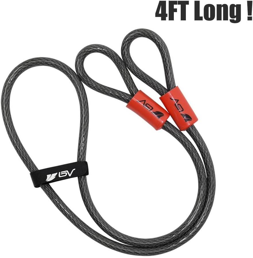 BV 7FT Heavy-Duty Security Cable Lock with Loops – Extra Thick 10mm (3/8") Braided Steel, Cut-Resistant & Weatherproof Wire Cable for Padlock, Gate, Bike, Motorcycle & Outdoor Equipment