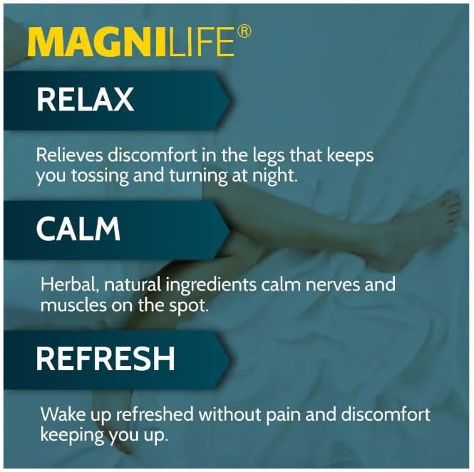 MagniLife Relaxing Legs Sublingual Tablets, 125 Count, Quick-Dissolving Homeopathic Pain Reliever & Nighttime Sleep Aid, Helps Calm Restless Legs, Discomfort & Sleepless Tossing