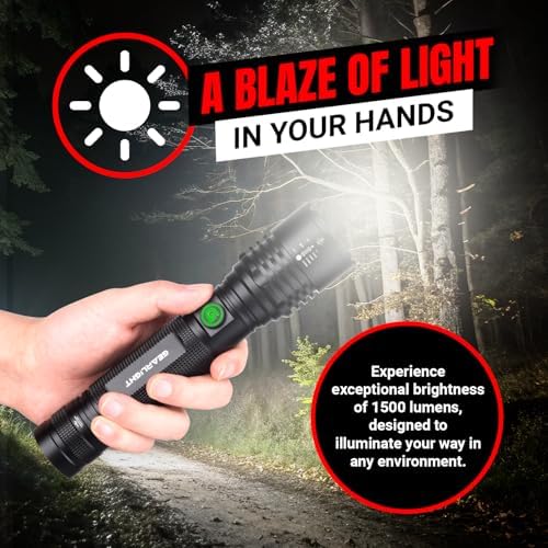 GearLight High-Powered LED Flashlight S1200 - Mid Size, Zoomable, Water Resistant, Handheld Light - High Lumen Camping, Outdoor, Emergency Flashlights - S1200-1 Pack, (Batteries Not Included)