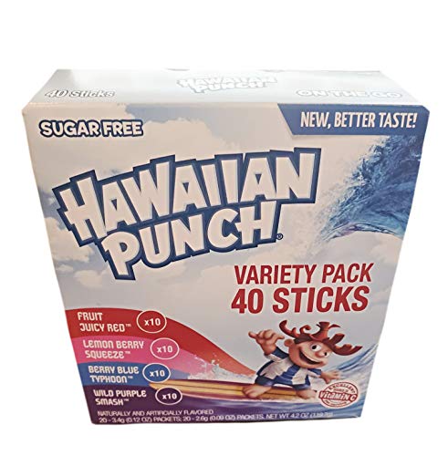 Hawaiian Punch Sugar Free Hydrating On-the-Go Drink Mix Variety Packets - 1 Box (40 Sticks)