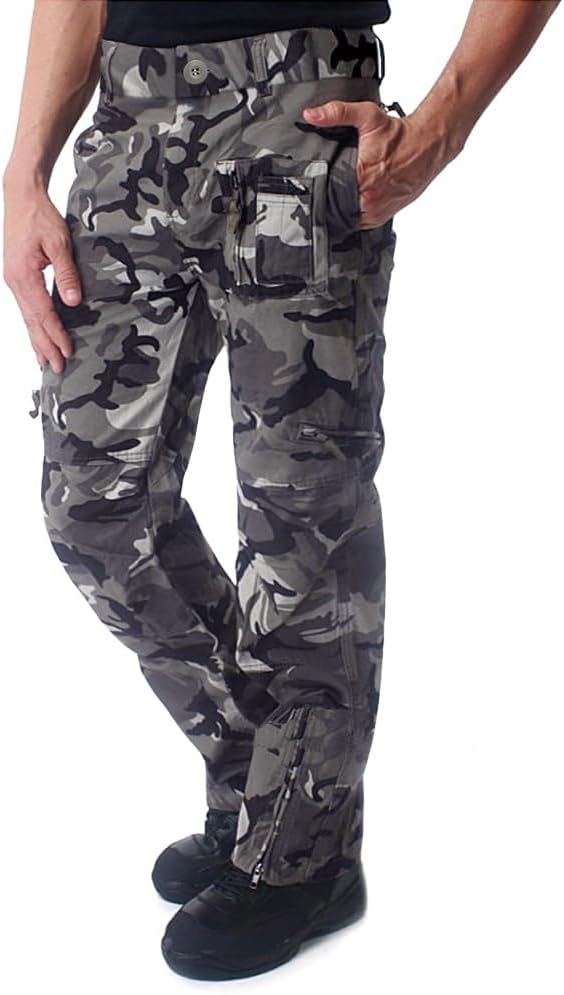 CRYSULLY Mens Tactical Cargo Pants Ripstop Cotton Military Hiking Work