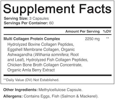NutriFlair Multi Collagen Peptides 2250mg - Type I, II, III, V, X - Collagen Supplements Complex Powder Pills for Women and Men - Hydrolyzed Protein