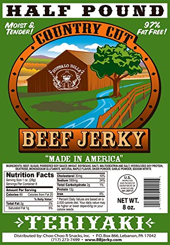 Buffalo Bills Mesquite Country Cut smoked Beef Jerky, Moist & Tender, 8 Oz | Mesquite Beef Jerky, Made In USA, High Protein, Low Carb, For Work, Trips, On-The-Go Snacking, Smoky Flavor, Hot Snacks