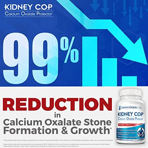 KIDNEY C.O.P. Calcium Oxalate Kidney Stone Support Supplement 120 Caps | Urologist Recommended, 99% Calcium Oxalate Inhibition, 5X Stronger Than Chanca Piedra, Patented Formula, 30-day supply