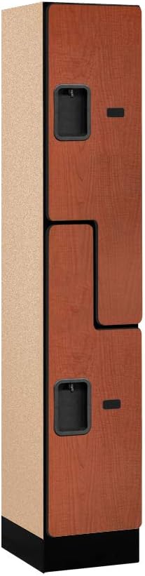 Salsbury Industries Double Tier 'S' Style Designer Wood Locker, Mahogany, 5' 3" x 15"