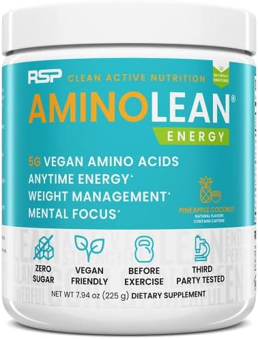 AminoLean Natural Pre Workout Powder - Amino Energy with Vegan Amino Acids