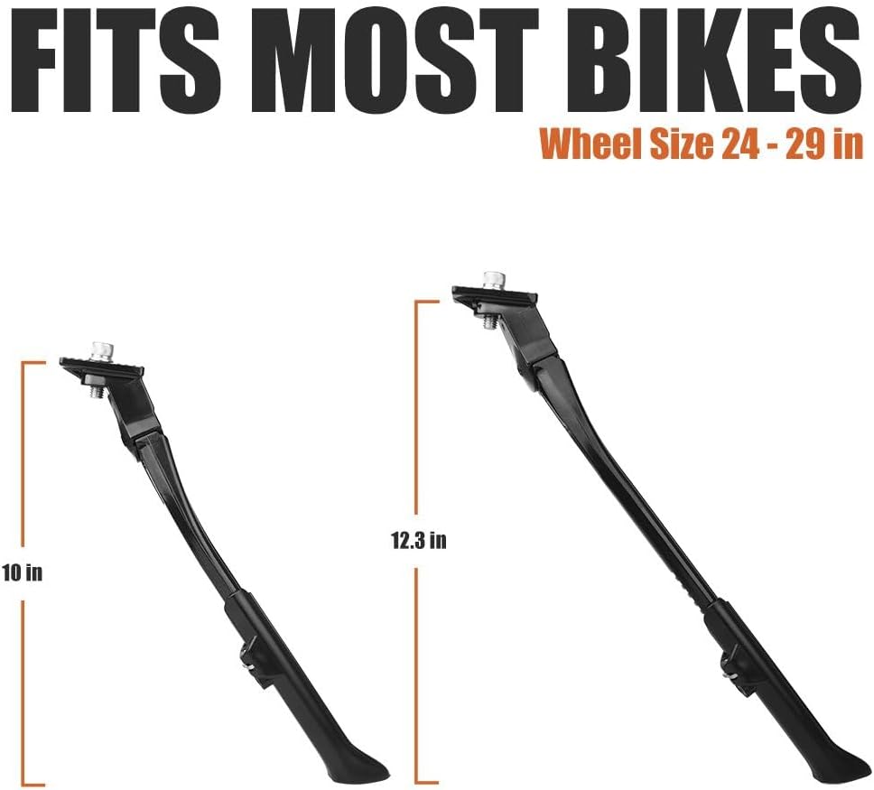 BV Bicycle Kickstand for 24”-28” - Adjustable Bikes Kickstand for Adult Bike with Non-Slip Foot & Spring-Loaded Latch for Stable Any-Angle Stance (Silver, Regular Duty)