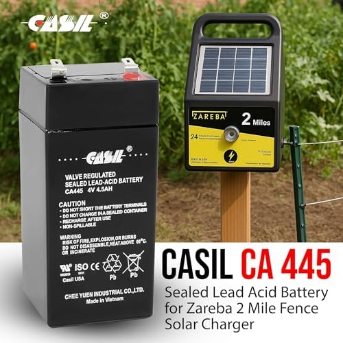 Casil Fi-Shock SS-440 Zareba Electric Fence Charger 4 Volt Rechargeable Battery 4A AGM Valve Regulated Lead Acid Battery for Solar Electric Fence