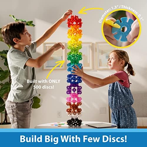 Brain Flakes 500 Piece Set, Ages 3+, Interlocking Plastic Disc Toy for Creative Building, Educational STEM Learning, Construction Block Play for Kids