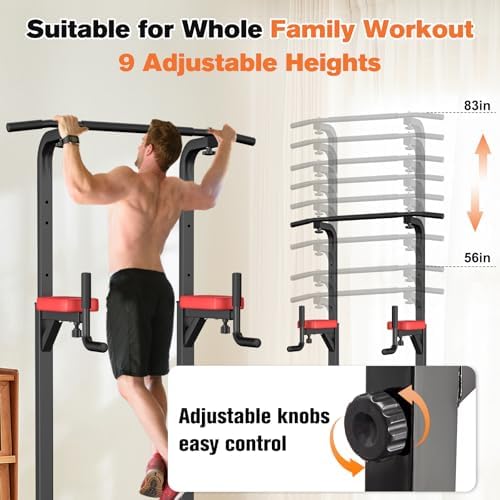 RELIFE REBUILD YOUR LIFE Pull Up Bar Free Standing Power Tower for Home Gym | Dip Station Pull Up Station, Multi-Function Home Fitness Equipment for Pull-Ups, Dips, Push-Ups, Full Body Strength Training