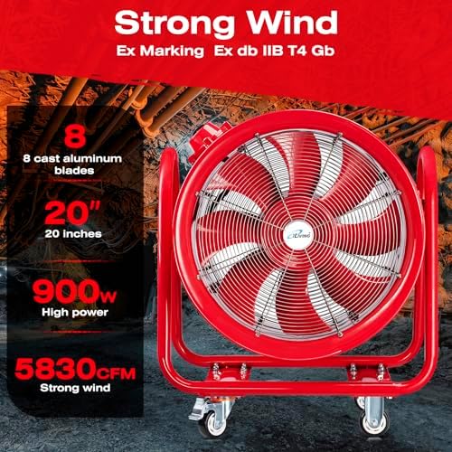iLiving - ILG8EF12EX Explosion Proof Utility High Velocity Blower, Fume Extractor, Portable Exhaust and Ventilator Fan, Air Ventilation with 2720 CFM