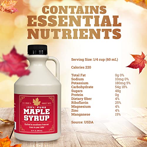 Grade B Maple Syrup 32 Oz Jug – 100% Pure Maple Syrup (Now Grade A Dark) Bold