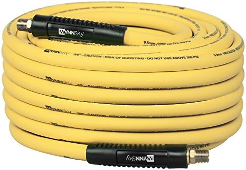 3/8" Hybrid Air Hose 50ft 1/4" MNPT Air Compressor Hose Heavy Duty Lightweight Hybrid and Bend Restrictor Fittings