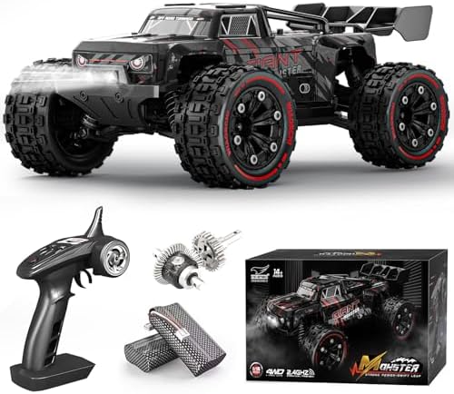 1:16 Scale All Terrain Fast RC Cars for Adults 40KPH, 4WD Electric Off-Road Remote Control Monster Truck with Metal Chassis, 2.4Ghz High Speed Car, Waterproof RC Truck with 2 Batteries for Boys & Kids