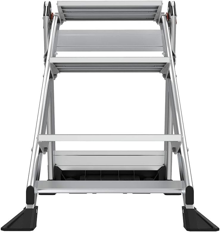 Little Giant Jumbo Step 3-Step Foldable 2.2 ft Aluminum Stool, 11903 | Foldable Aluminum Step Stool, Extra-Wide Stair-Like Treads, Rotating Handrail, Tool Tray, 375 lbs. Weight Capacity