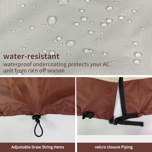 Air Conditioner Cover for Outside Units-Sturdy AC Cover, Water-Resistant, sturdy, with Mesh Vents and Elastic Hem Cord