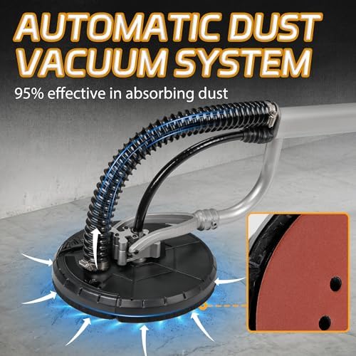 Nouva Power Drywall Sander, Electric Vacuum Sander Variable 6 Speed Adjustment Foldable with 6 Sand Pads
